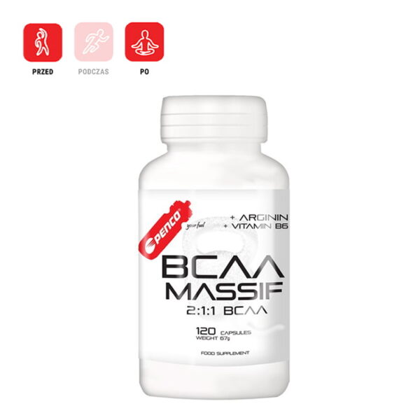 BCAA MASSIF 120 kapsułek mieszanki aminokwasów i witamin